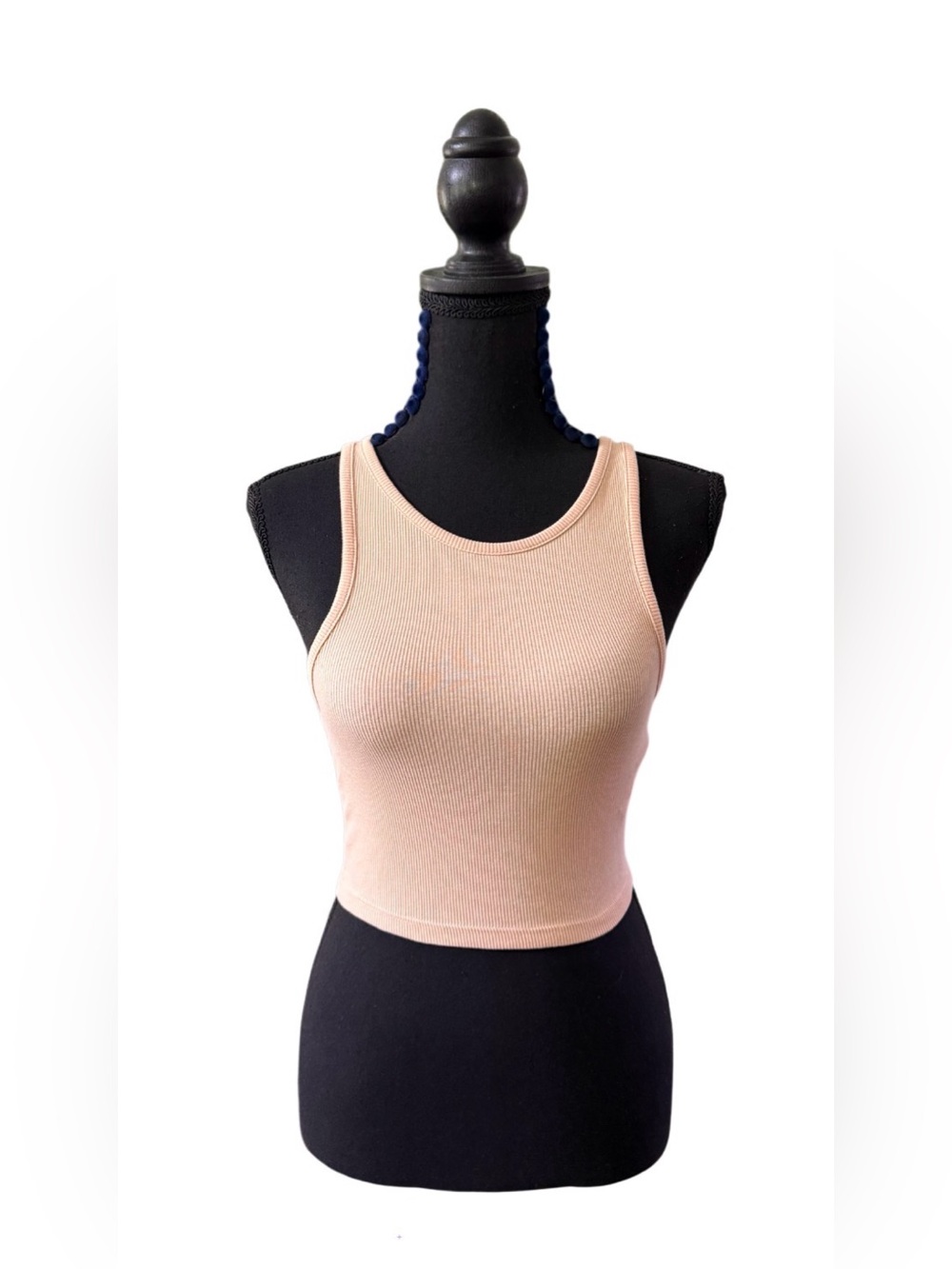 Zara Ribbed Racerback Crop Top - Peach